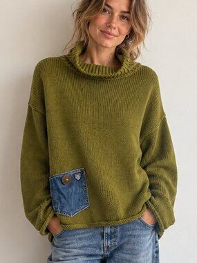 Shannon Passero Emerie Turtleneck Pullover Chunky Knit Sweater